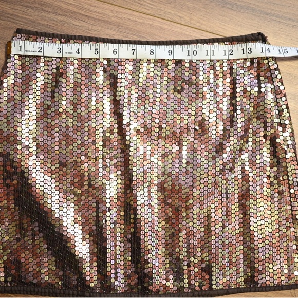 Vintage Express Y2K Sequin Mini Skirt - Copper & Gold Womens Size 1/2 NWOT - Picture 9 of 11